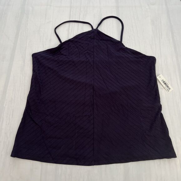Daily Ritual Women's Navy Wide Rib Cropped T-strap Cami Top Size Large - Picture 7 of 13